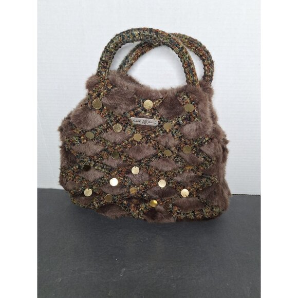 Isabella'S Journey Handbags - Vintage Isabella's Journey Brown Faux Fur And Sequin Bag NWOT